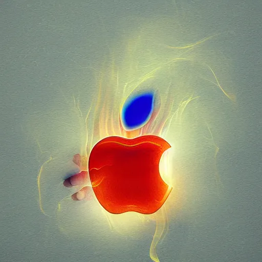 Prompt: apple made of fire