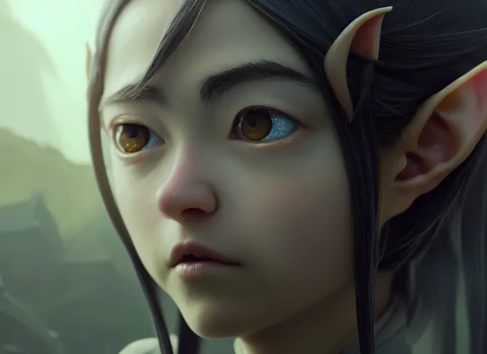 Image similar to a film still portrait of a elven minion, finely detailed features, minions, cinematic lighting, perfect art, night cyberpunk city, intricate, anime, minion, gapmoe grimdark, artstation, trending on pixiv fanbox, painted by greg rutkowski makoto shinkai takashi takeuchi studio ghibli, akihiko yoshida, 4 k