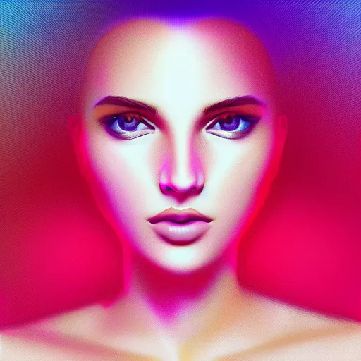 Image similar to highly detailed portrait of a beautiful woman, vaporwave colors, digital art, smooth rendering