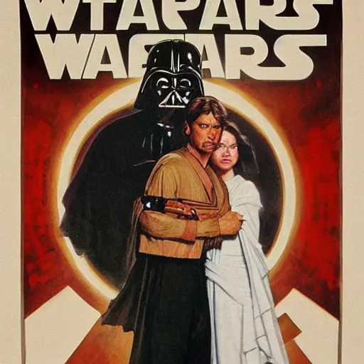 Image similar to star wars movie poster in the style of norman rockwell, detailed painting, 8 k