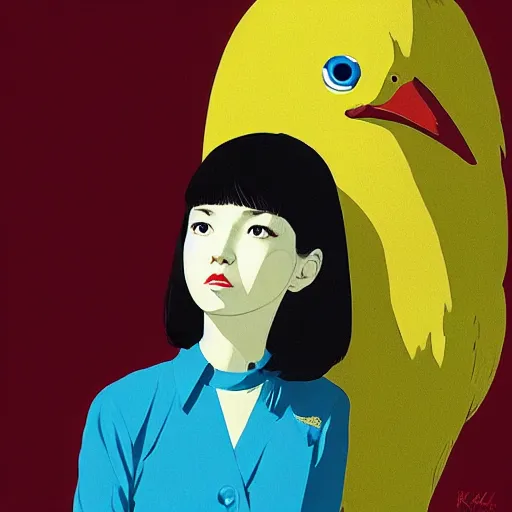 Image similar to illustration of big bird on lcd by ilya kuvshinov katsuhiro otomo