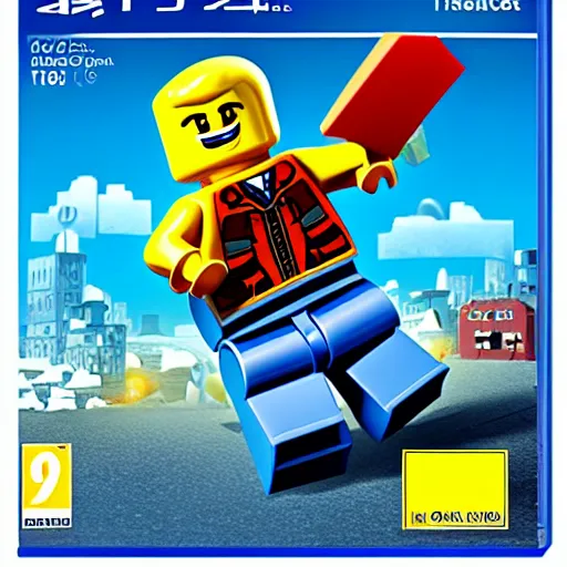 Prompt: PlayStation 4 boxart of Lego Tax Evasion The Video Game