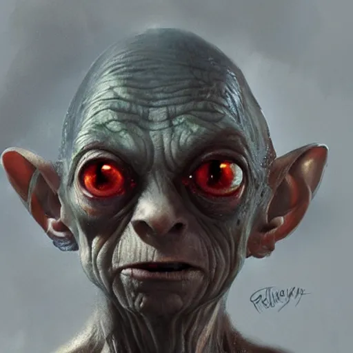 Prompt: gollum paint by greg rutkowski