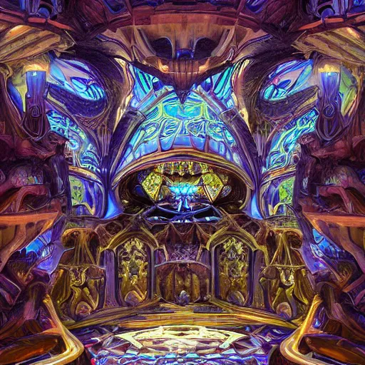 Prompt: photograph cavern mansion crashed spaceship palace weird fantasy art nouveau intricate details sacred by syd mead, benoit mandelbrot, antoni gaudi, moebius, alex grey