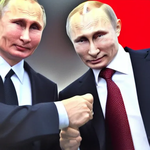 Image similar to putin teams up with a mysterious teenage putin