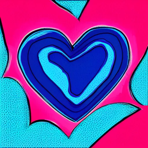 Image similar to a heart made of blue pink and purple in a pop art style, digital art, trending on art station, brush strokes, medium tones