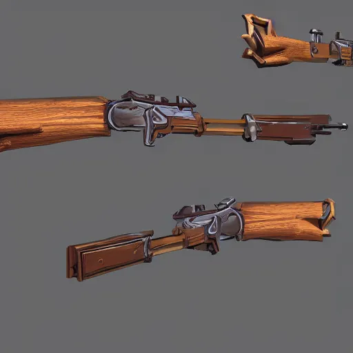 Image similar to double barrel shotgun, low poly artstation