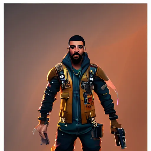 Image similar to drake fortnite skin, concept art, Trending on Artstation, hd, 4k