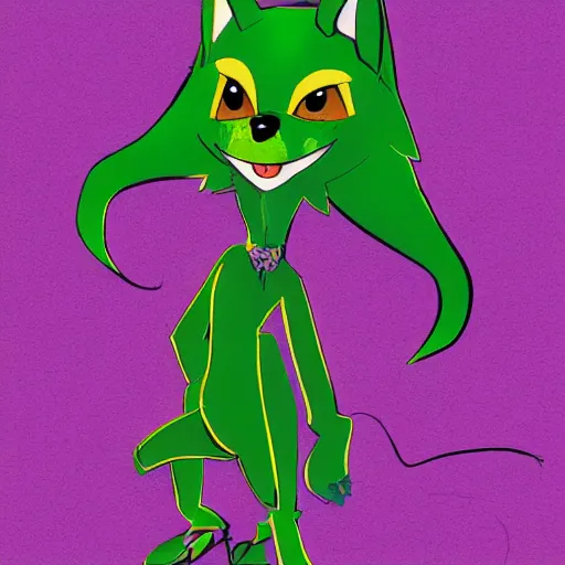 Image similar to Beautiful digital painting of an anthro anthropomorphic pastel-green wolf, Punk outfit. Western comic book style, inked, cute, cozy