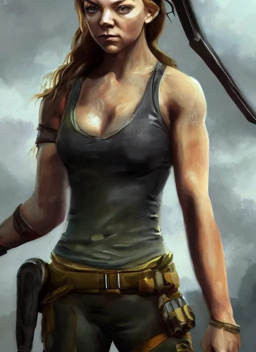 Image similar to a beautiful painting of Natalie Dormer as lara croft, detailed, trending on artstation, hd, masterpiece