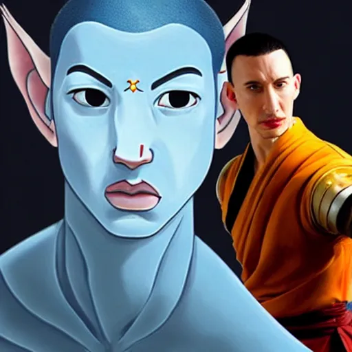 Image similar to adam driver as avatar aang from the last airbender