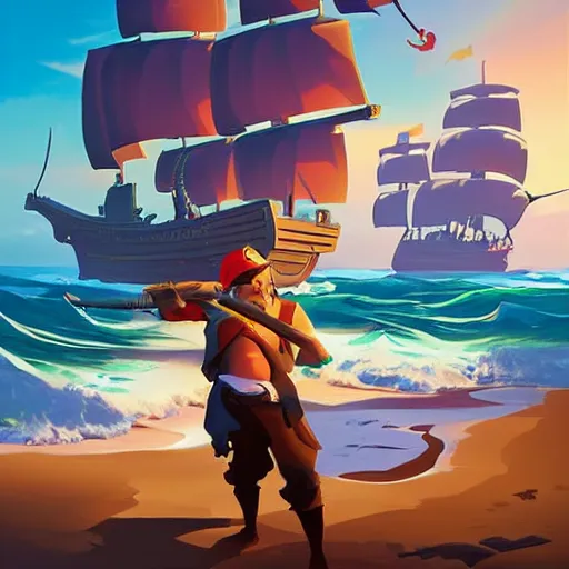 Image similar to painting treasure on sea of thieves game smooth median photoshop filter cutout vector, behance hd by jesper ejsing, by rhads, makoto shinkai and lois van baarle, ilya kuvshinov, rossdraws global illumination