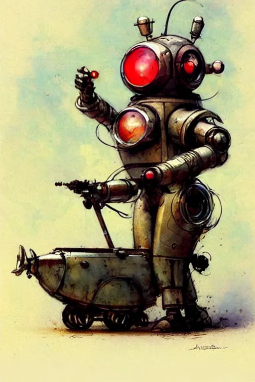 Image similar to adventurer ( ( ( ( ( 1 9 5 0 s retro future android robot fat robot mouse wagon. muted colors. ) ) ) ) ) by jean baptiste monge!!!!!!!!!!!!!!!!!!!!!!!!! chrome red