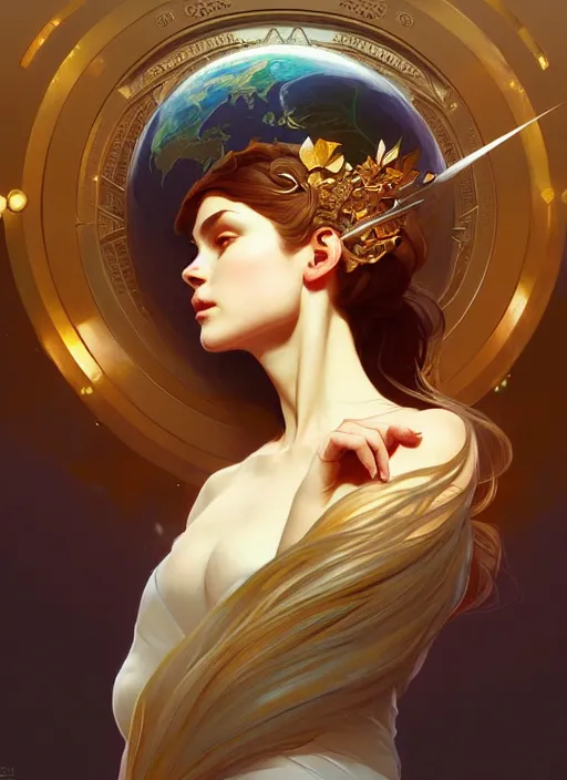 Image similar to flat earth intricate, elegant, highly detailed, digital painting, artstation, concept art, smooth, sharp focus, illustration, art by artgerm and greg rutkowski and alphonse mucha