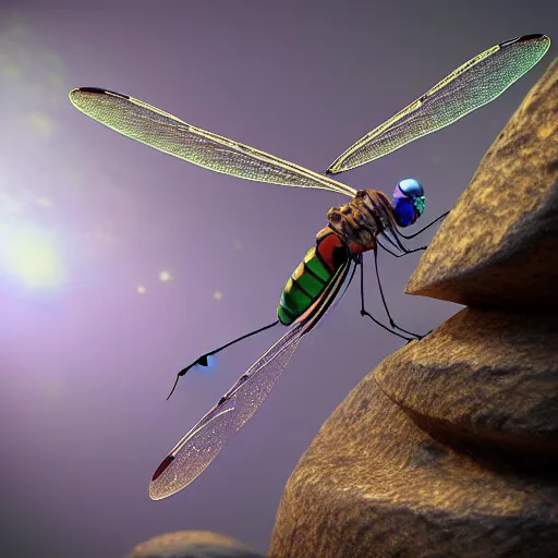 Image similar to a cosmical Dragonfly, concept art, 3d render , unreal 5, ray tracing, art station