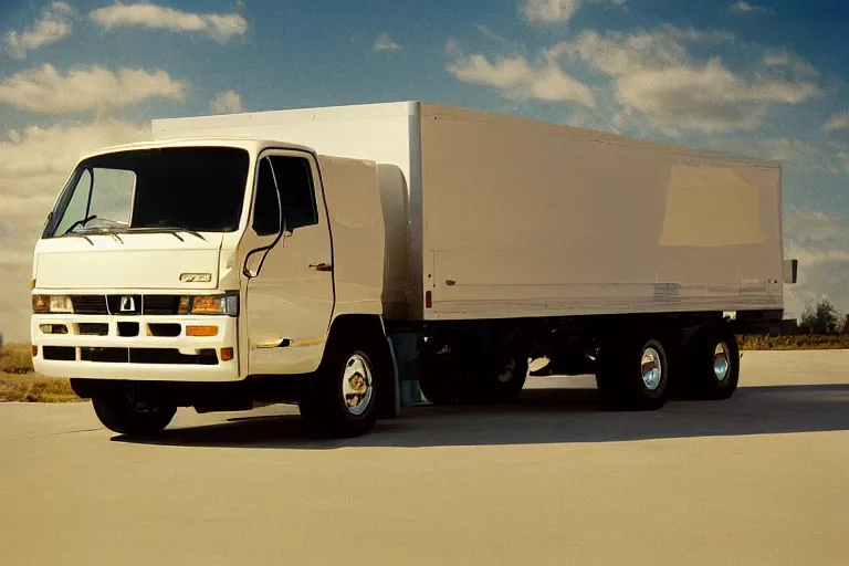 Prompt: studio photograph of a single 1 9 9 8 honda kei truck, ektachrome photograph, volumetric lighting