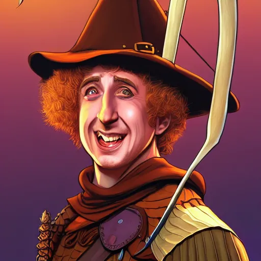 Prompt: a fantasy comic - style full portrait of young gene wilder as robin hood, digital illustration by ken taylor and sana takeda and jenny frison, character design, concept art, fine inking lines, vivid colors, dnd, highly detailed!, hd, 4 k, trending on artstation