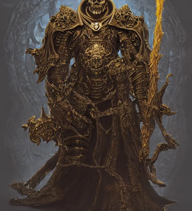 Image similar to Arch Lich Vecna portrait, intricate ornate armor, subject in the middle of the frame, rule of thirds, golden ratio, elegant, digital painting, octane 4k render, zbrush, hyperrealistic, artstation, concept art, smooth, sharp focus, illustration from Warcraft by Ruan Jia and Mandy Jurgens and Artgerm and William-Adolphe Bouguerea