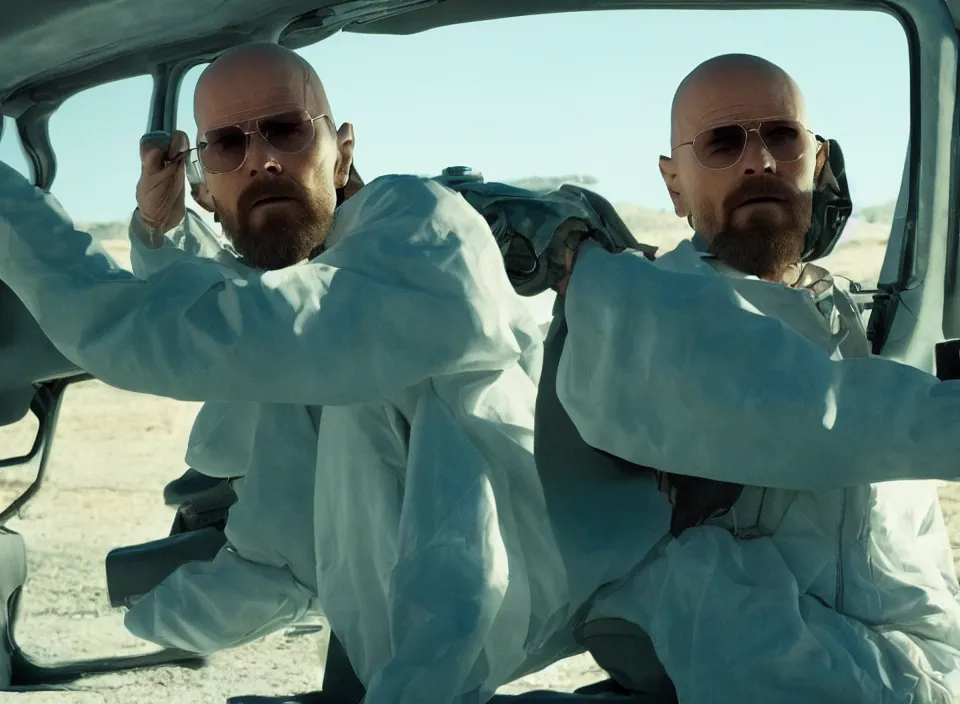 Image similar to film still of jared leto as heisenberg in breaking bad, 4 k