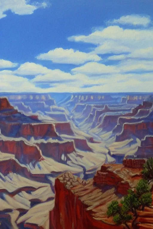 Image similar to bob ross painting of the grand canyon