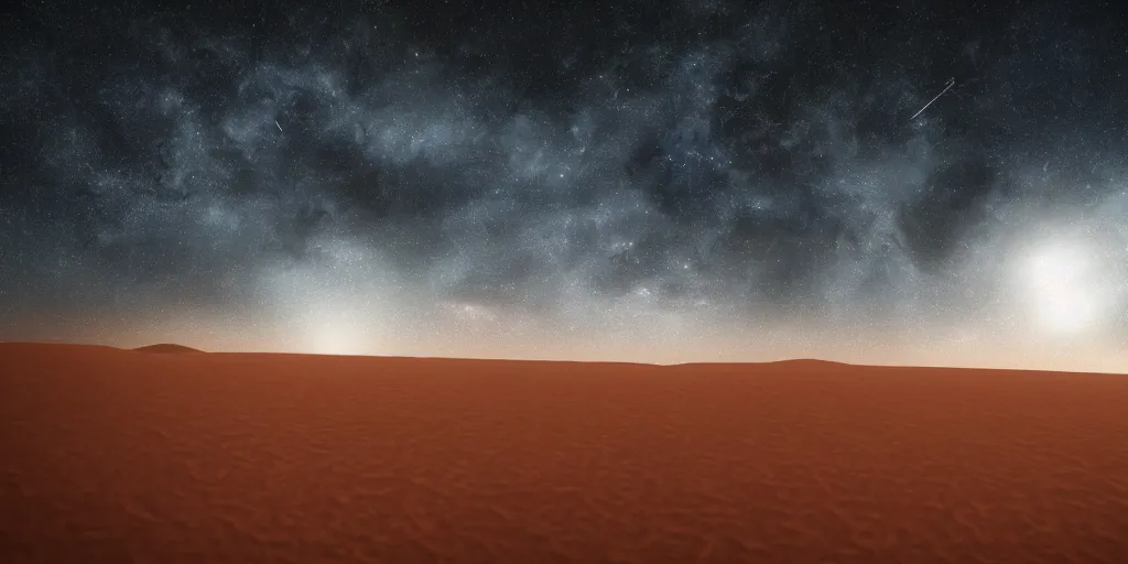 Image similar to desert with sky with stars octane render, cinematic, hyper realism