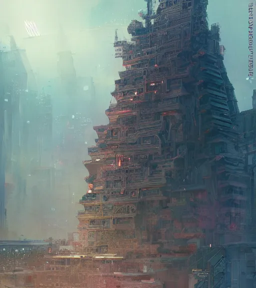 Image similar to colored manga, by greg rutkowski, tarkovsky, majestic ancient tower of babylon of terror, a woman in cyber clothing, hyperrealistic, blame manga, full color, cyber architecture, intricate, illustration, kilian eng, concept art, hyper - detailed, smooth, masterpiece, epic, cinematic, high quality