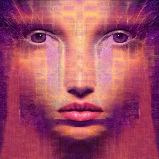 Prompt: a digital portrait of anna de armas, digital art by alex grey, instagram contest winner, computer art, glitch art, dystopian art, glitchy