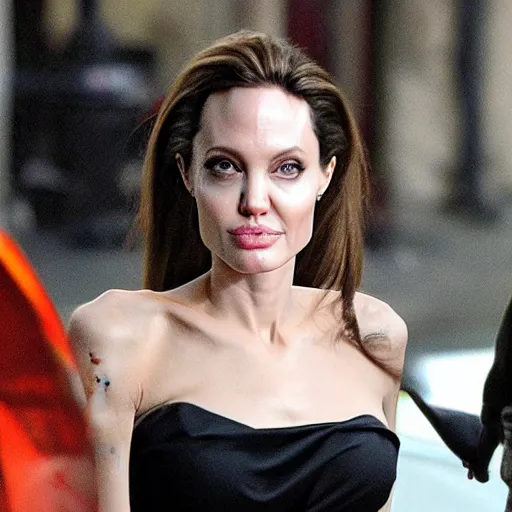 Image similar to angelina jolie as a ghostbuster highly detailed face