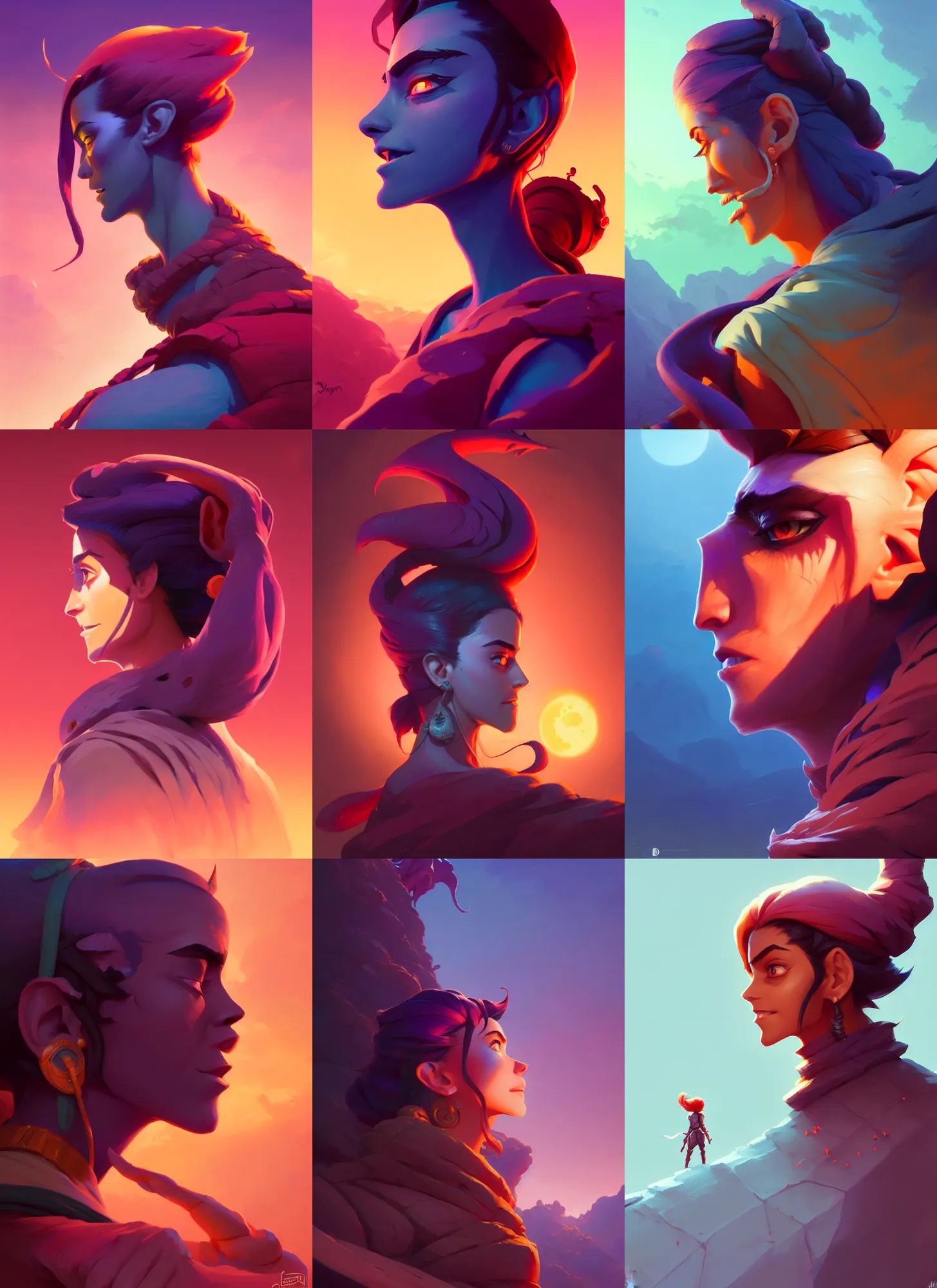 Prompt: side view cell - shaded portrait, maya ali, sorcerer, gloomhaven, octane render, gaudy colors, matte painting concept art, by jesper ejsing, by rhads and makoto shinkai and lois van baarle and ilya kuvshinov and rossdraws