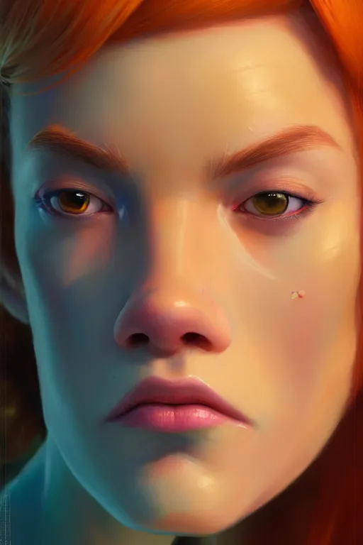 Prompt: ultra detailed close up face portrait of daphne from scooby doo, extremely detailed digital painting, in the style of fenghua zhong and ruan jia and jeremy lipking and peter mohrbacher, mystical colors, rim light, beautiful lighting, 8 k, stunning scene, raytracing, octane, trending on artstation