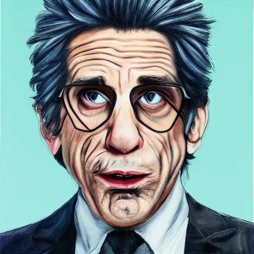 Image similar to a detailed painting of robert deniro disguised as a cat disguised as ben stiller by Cain Kuga and Junji ito, artstation,8k,artstationHD,artstationHQ, cinematic, diffuse lighting