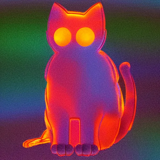 Image similar to a jello textured cat, glowing
