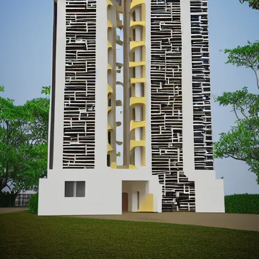 Image similar to a building in the style of nigerian architects