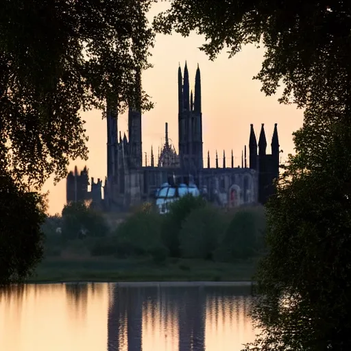 Prompt: moonrise over ely cathedral