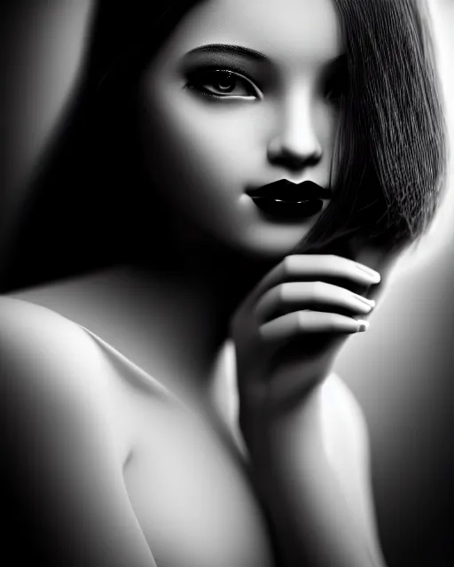 Image similar to black and white dreamy young beautiful female artificial intelligence, cyborg, cinematic, rim light, bokeh, photo - realistic, elegant, high detail, 8 k, masterpiece, photo taken in 1 9 3 0