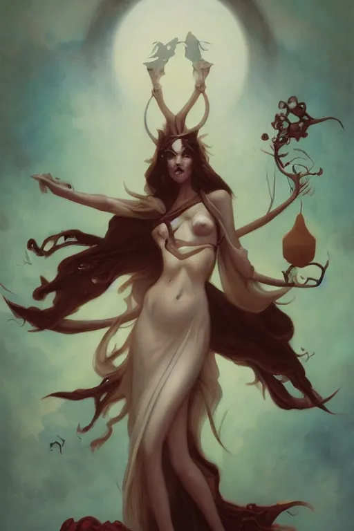 Image similar to Witch by Peter Mohrbacher in the style of Gaston Bussière, Art Nouveau