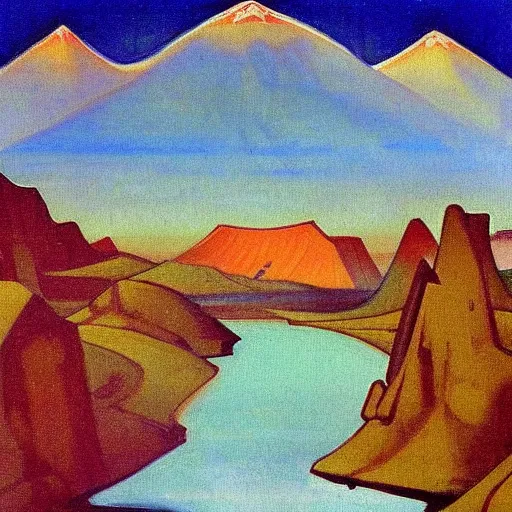 Prompt: a beautiful painting of katu - yaryk by roerich