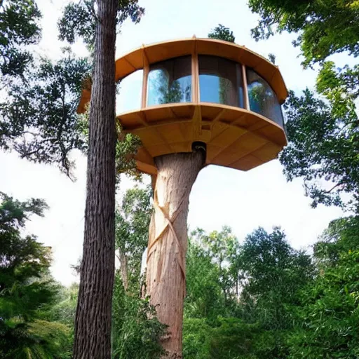 Image similar to futuristic tree house