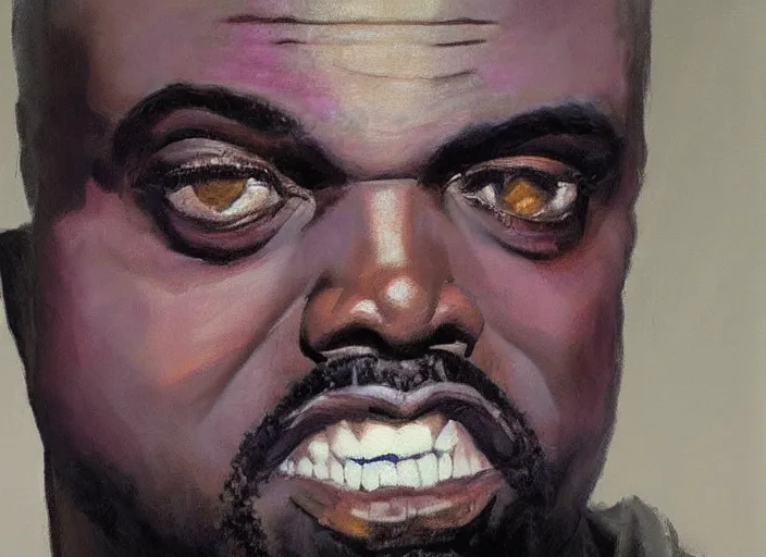 Prompt: a highly detailed beautiful portrait of kanye west as the joker, by gregory manchess, james gurney, james jean