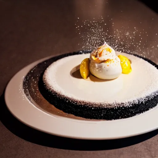 Image similar to tres leches cake, michelin restaurant, award winning, food photography