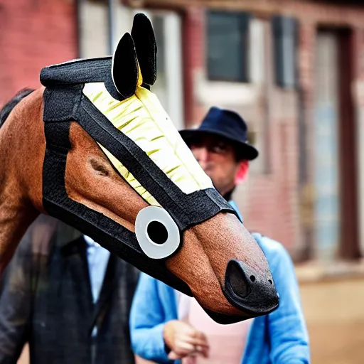 Image similar to man wearing horse head mask