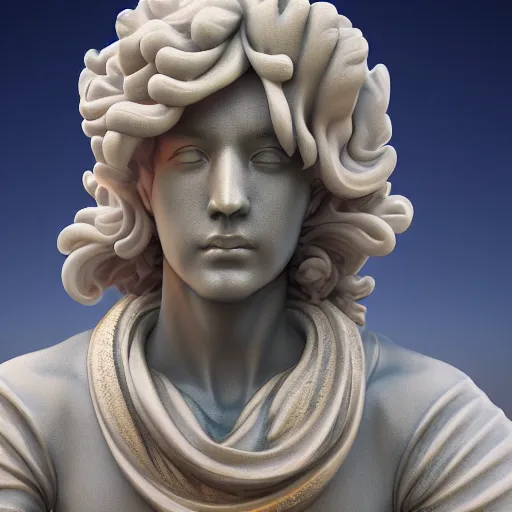 Image similar to baroque vaporwave statue, trending on art station, 4k UHD, 8k, painting illustration, high detail, rendered in unreal engine, 3d render, god rays, volumetric lighting, award winning, photorealistic