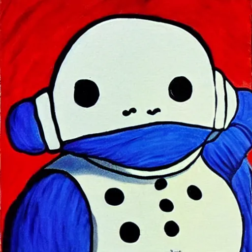 Prompt: stay puft marshmallow man in the syle of starry night
