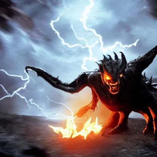 Prompt: Harry Potter battles the Balrog of Morgoth