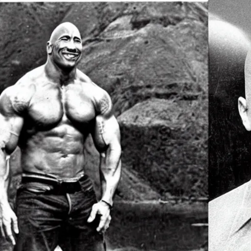 Prompt: historical photo of The rock dwayne johnson