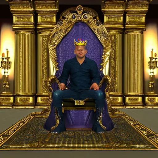 Prompt: king sitting in his throne room, ultra realistic.