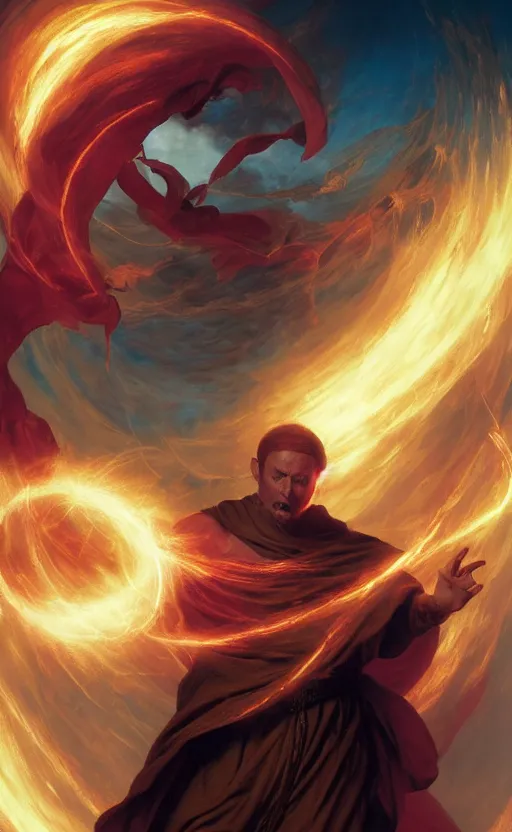Prompt: holy monk unleashes thousand divine hand strike ultimate move by michael whelan and noah bradley and delphin enjolras and daniel f. gerhartz