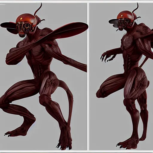 Image similar to muscular wasp alien, artstation