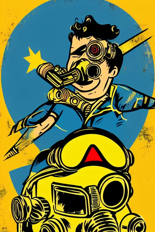 Image similar to fallout 7 6 retro futurist illustration art by butcher billy, sticker, colorful, illustration, highly detailed, simple, smooth and clean vector curves, no jagged lines, vector art, smooth andy warhol style