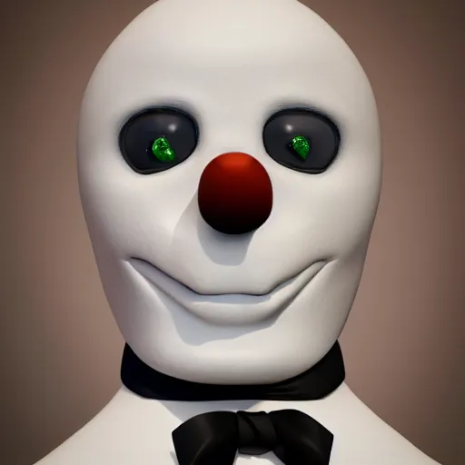 Image similar to a highly detailed humanoid snowman in business suit with black eyes and mouth, no nose, hyperrealism, professional, octane render, full length, digital art